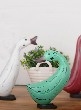 创意欧式三只鸭子套装摆件家居木质摆设店铺装饰小动物电视柜橱窗