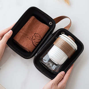 杯户外套功夫快茶壶旅游简约小 客便携式 玻璃旅行茶具套装 2024新款