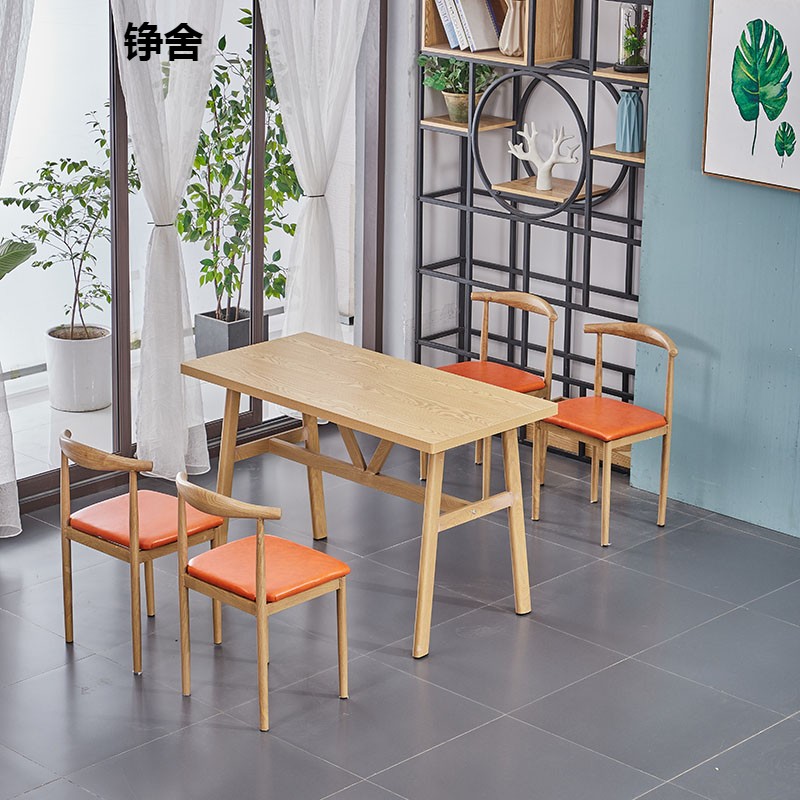 快餐桌椅组合早餐小吃面馆奶茶甜品店烧烤饭店餐饮桌子商用经济型