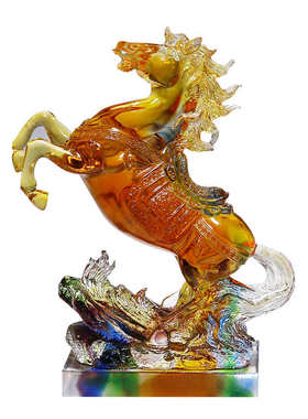 生肖马摆件琉璃工艺品马到成功桌面领导客厅礼品送装饰品水晶创意