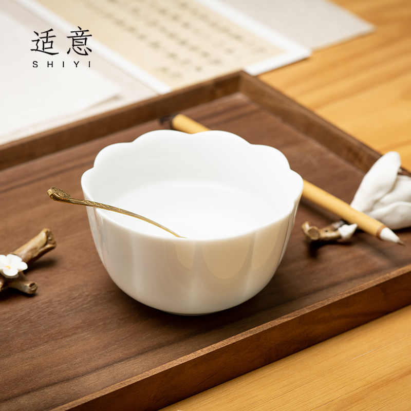 适意花许陶瓷水盂毛笔笔洗书法绘画用笔洗缸多功能茶洗文房四宝用