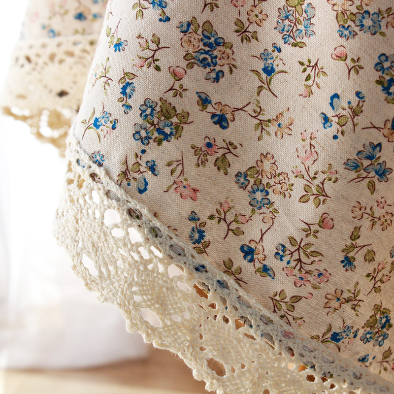 田园床头小圆桌布餐垫小清新电脑盖巾键盘盖布边角几防尘棉麻布艺,居家布艺,桌布,淘宝优惠券,粉丝福利购,淘宝优惠卷