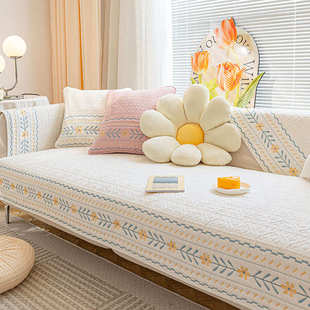 全棉沙发垫四季通用小奶油清新罩风布原木防滑沙发艺套坐垫皮沙发