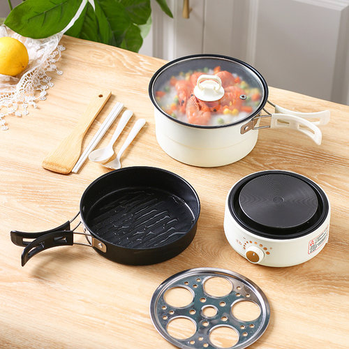 迷你锅出差折叠旅行不粘快煮锅电锅酒店旅游锅具可携式多功能锅小