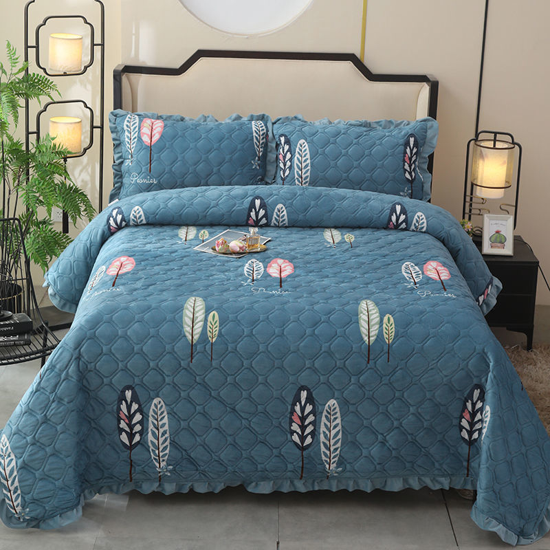 水晶绒盖毯冬天加厚毛绒床单加绒床盖珊瑚绒法兰绒毯子床毯