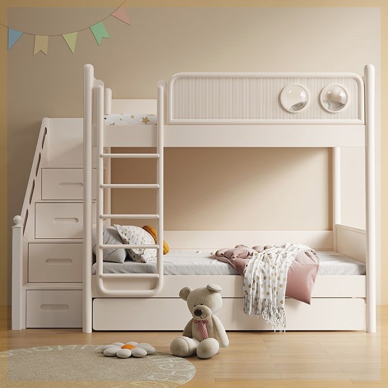 儿童床子母床组合床双人床梦幻城堡带梯柜女孩公主床全实木上下床