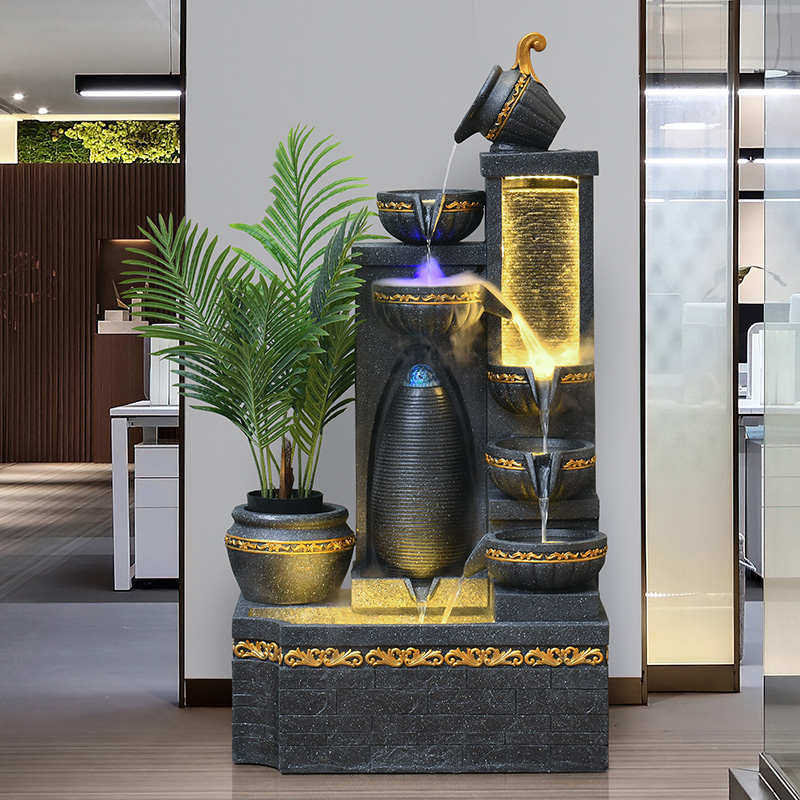 家家水美创意欧式水景观摆件鱼池庭院幕墙客厅招财流水落地喷泉