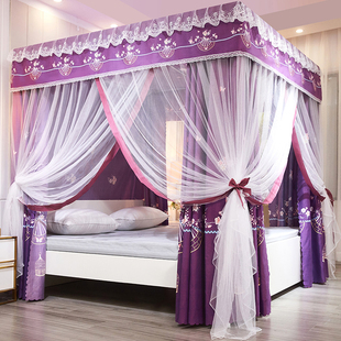 新款双层床帘一体式遮光布家用纹1.5开门蚊帐三米账幔风1.8床公主
