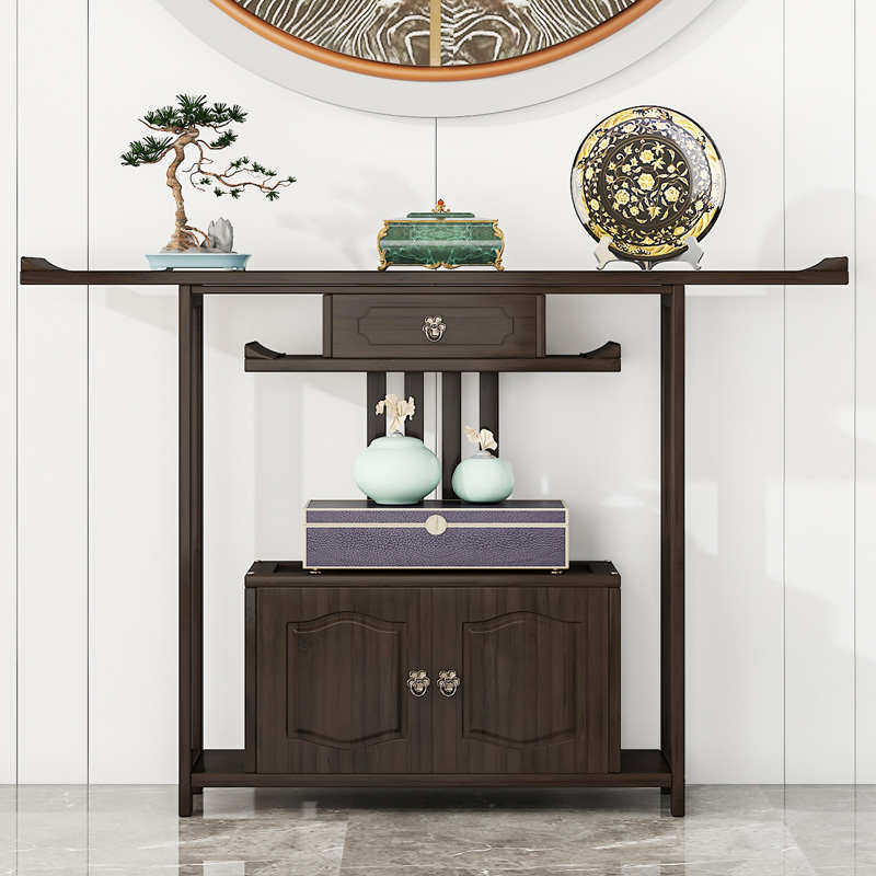 新中式条案小玄关桌子桌案台边桌景入户端台玄关靠墙柜供超窄装饰