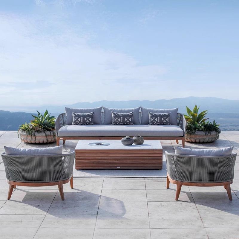 休闲藤编沙发户外别墅庭院简约大气防水防晒酒店民宿桌椅套件组合