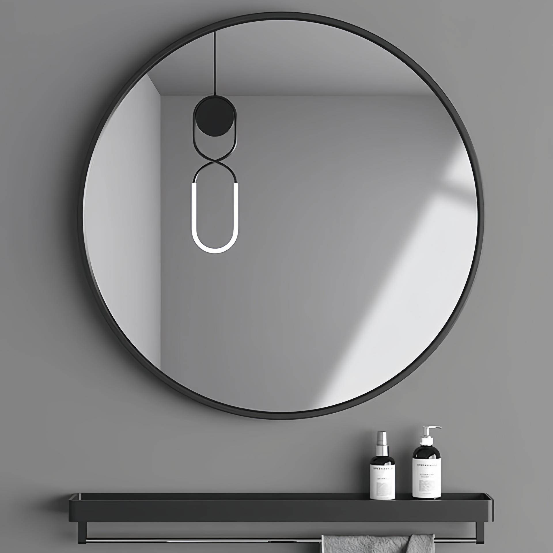 免打孔浴室镜子卫生间贴墙梳妆镜厕所自粘化妆镜壁挂方形镜挂墙式