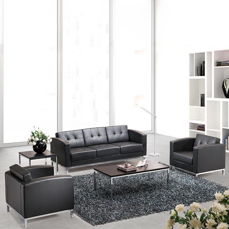 真西皮沙发茶几组合商务接待会客休闲创意转角客厅 办公家具