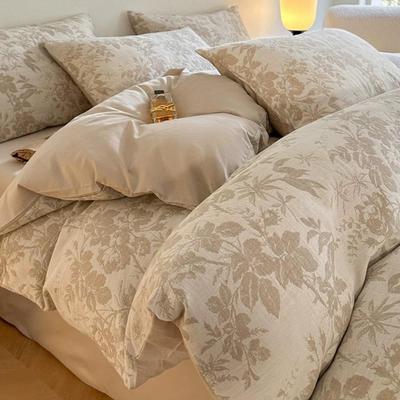 A类母婴级60支全棉双层纱四件套纯棉水洗棉提花三层纱被套三件套4