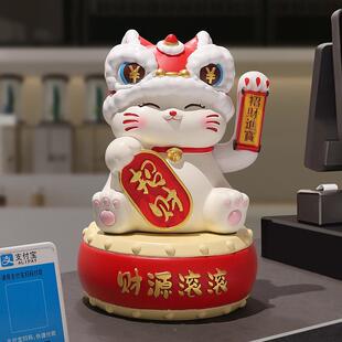 新款创意招财猫自动招手礼MM7048台开业品喜面庆桌柜客厅装饰树脂