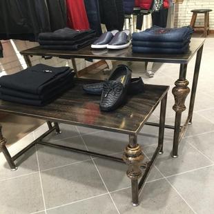 铁艺装店流水台岛展示台高低桌服中货复古橱架无品牌/窗展示柜鞋