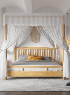 民宿家网具木床26235东古南亚风格客栈双人床原木色实红复床四柱