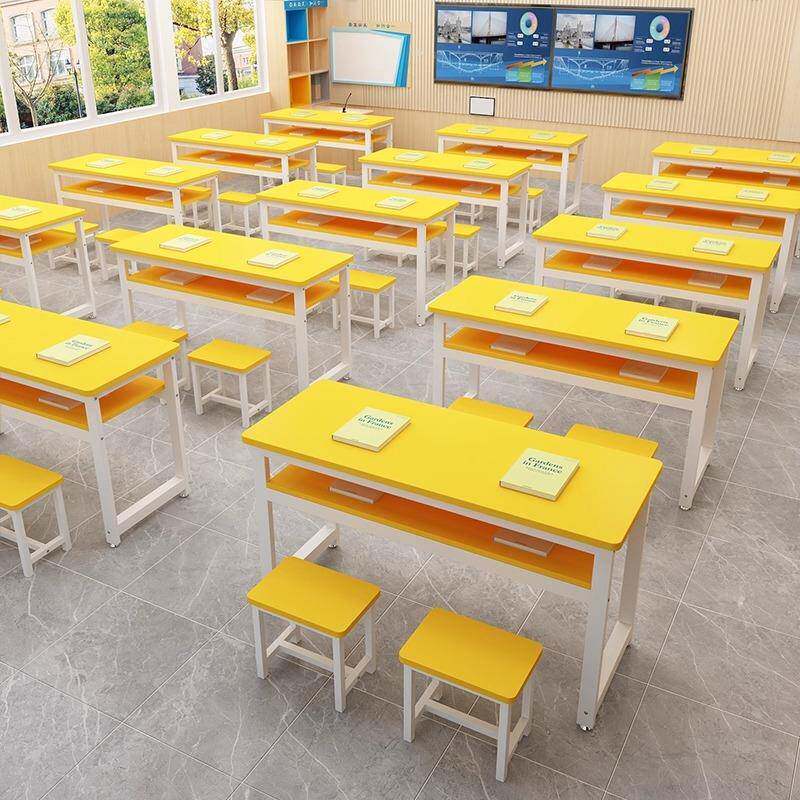 中小学校学培生单课桌椅组合长条桌习彩色辅导班补班双人双详情层