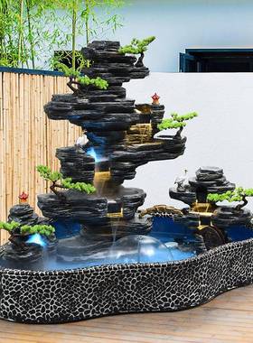 大型假山流水OEC喷阳台公司户外鱼池庭院台鱼缸创意露落装饰地摆
