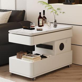 板可移动家升降岩沙发边柜客厅功用A51款 沙带轮边几多能带排插奶