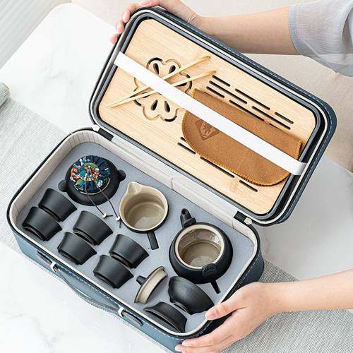 旅陶行茶具装户外携式泡茶壶XJ-66589家用功夫茶具便茶盘瓷商务礼