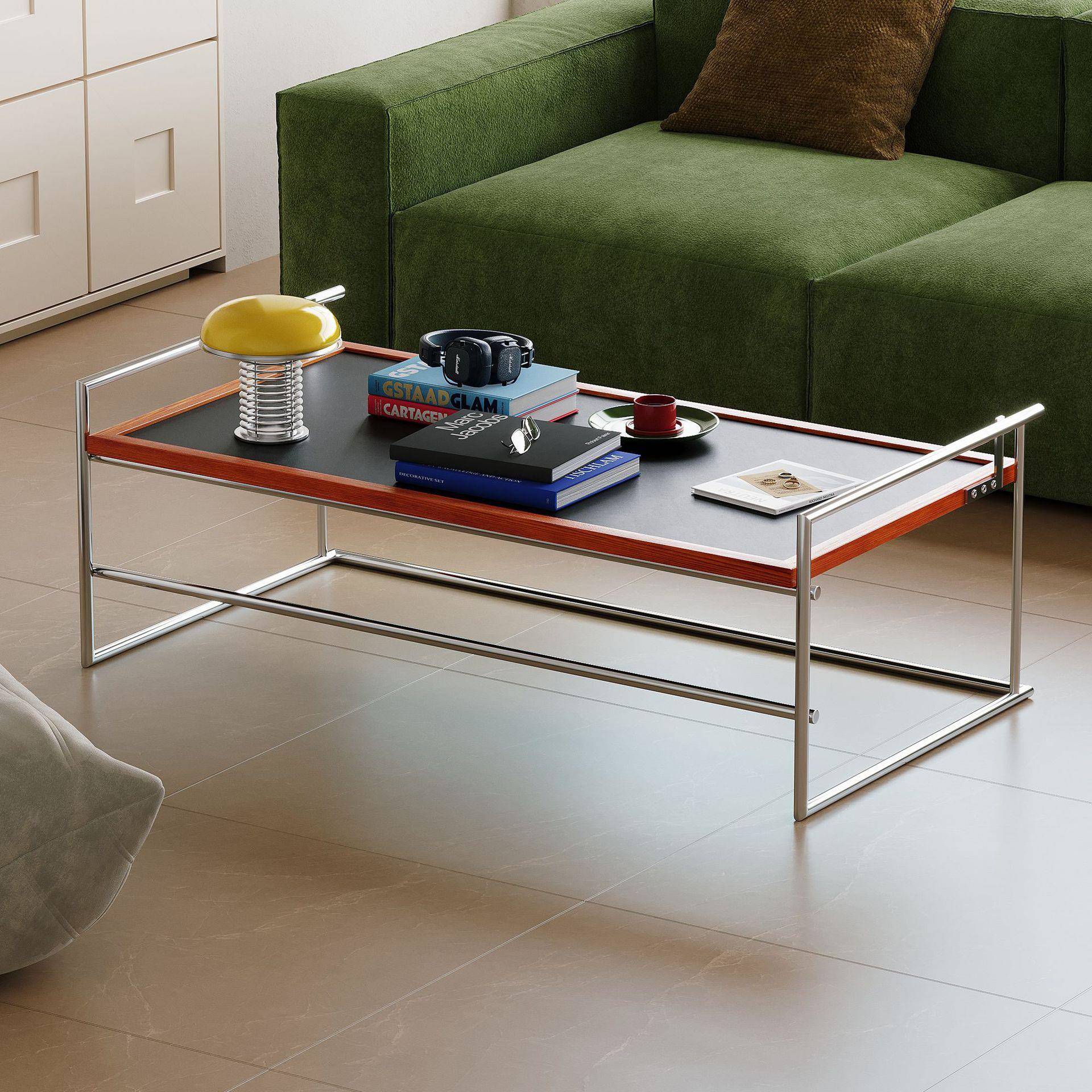 办公茶几双用桌客厅家用小户型茶台设计师复古实木不锈钢茶桌子