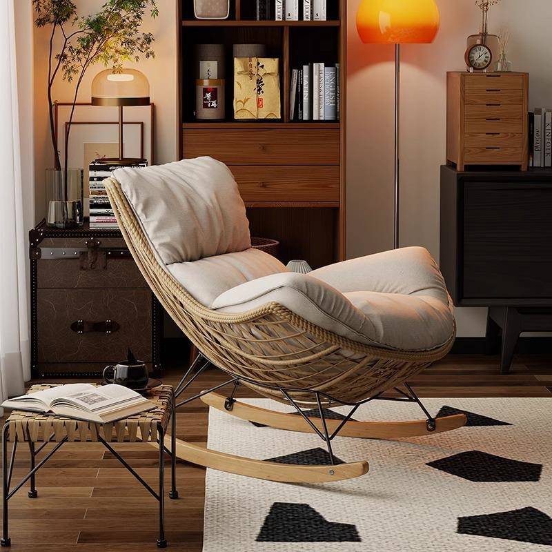 摇摇椅家用阳台休闲户外藤椅懒人沙发客厅中古风单人摇椅午休躺椅