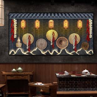 复古农家乐餐馆装饰画土菜馆农庄怀旧壁画助农产品直播间背景挂画