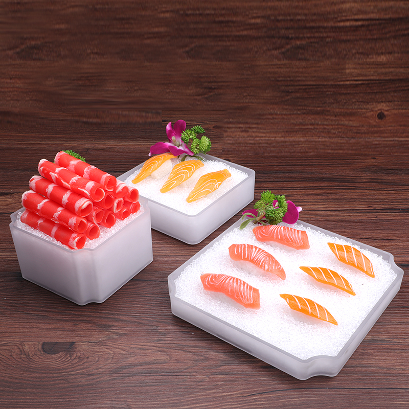 压克力冰盘牛肉火锅店日料刺身饭厅餐具盘子磨砂高档塑料长方形盘