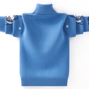 男童高领毛衣加绒加厚冬2021新款男孩秋冬款中大童纯棉内搭打底衫