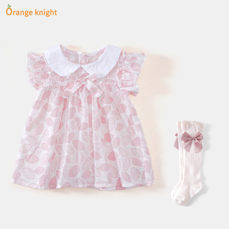 婴儿公主裙夏季新生儿衣服女宝宝娃娃领连衣裙可爱碎花裙子夏装薄