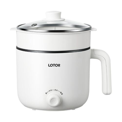 宿舍用小型电煮锅1.2L奶油白不沾锅款 LOTOR多功能插电式汤锅