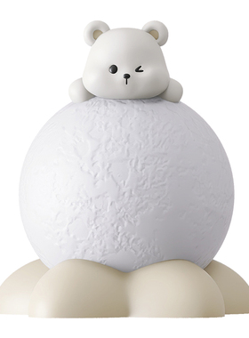 创意熊摆件卧室牀头月球灯夜灯桌面装饰生日搬家礼物乔迁新居礼品