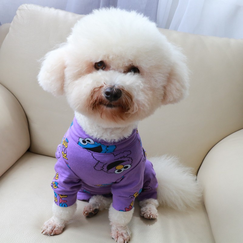 包邮宠物狗狗春秋薄款四脚包肚子连体衣服泰迪比熊博美短腿打底衫