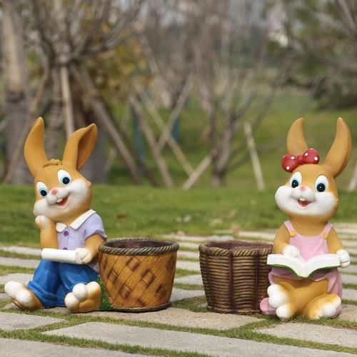 创意花园可爱小兔子庭院摆件露天阳台大号户外多肉植物花盆工艺品