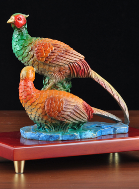 彩铜锦绣前程锦鸡摆件新中式生肖铜鸡家居客厅玄关电视柜装饰品