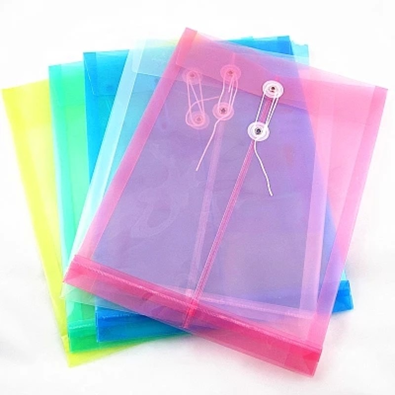 A4/FC透明档案袋 塑料文件袋F118 立体大容量资料袋 绕绳文件袋