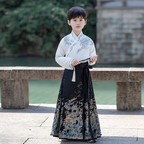 儿童古装马面裙套装2026新款春秋男童古风明制汉服唐装国学服演出