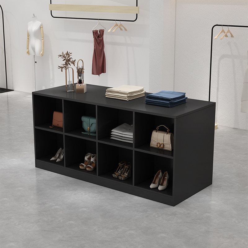 服装店流水台中岛桌女装店铺中间摆放陈列长条桌双面格子吧台展示