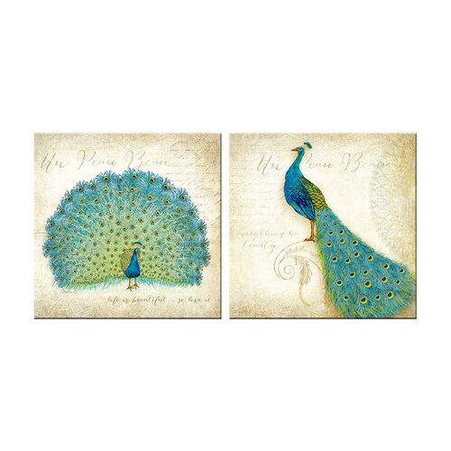 欧式客厅装饰画卧室沙发背景墙画挂画餐厅无框画高雅古典孔雀开屏