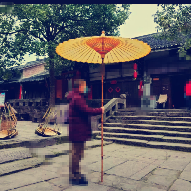 新中式古黄色文化伞防雨桐油阜外花园大型油纸伞加纱实用摄影油伞