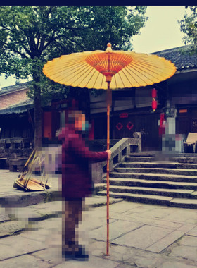 新中式古黄色文化伞防雨桐油阜外花园大型油纸伞加纱实用摄影油伞