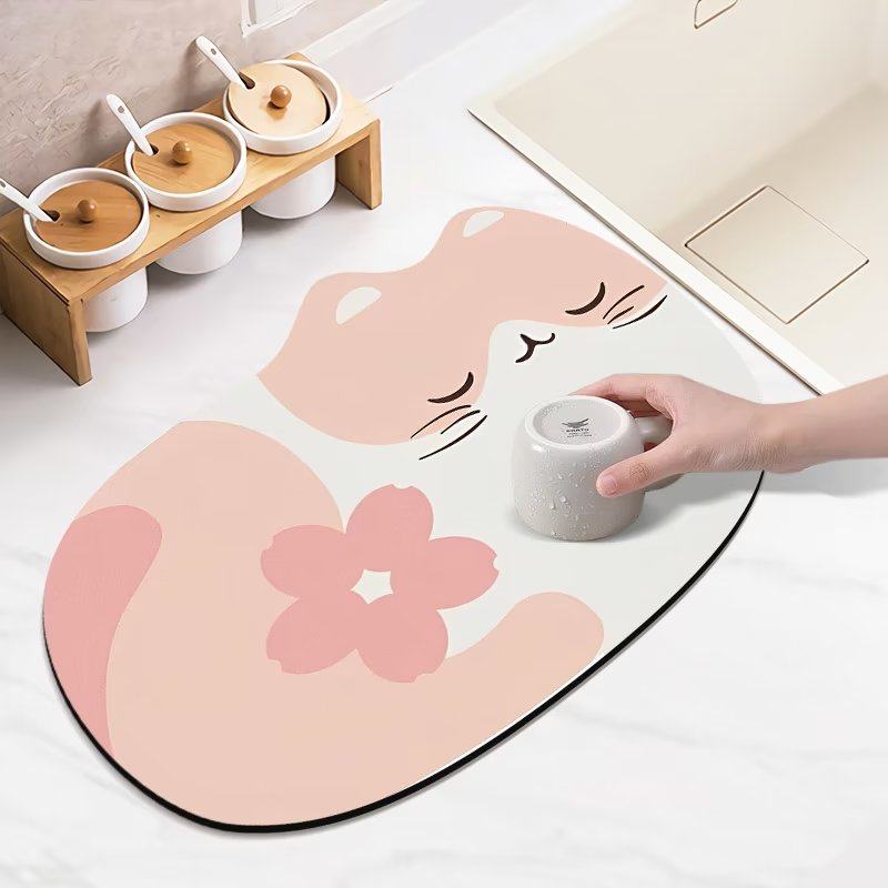 可爱硅藻泥厨房台面沥水垫洗手台吸水垫洗碗池旁防水防滑垫隔热垫,居家布艺,厨房地垫,淘宝优惠券,粉丝福利购,淘宝优惠卷