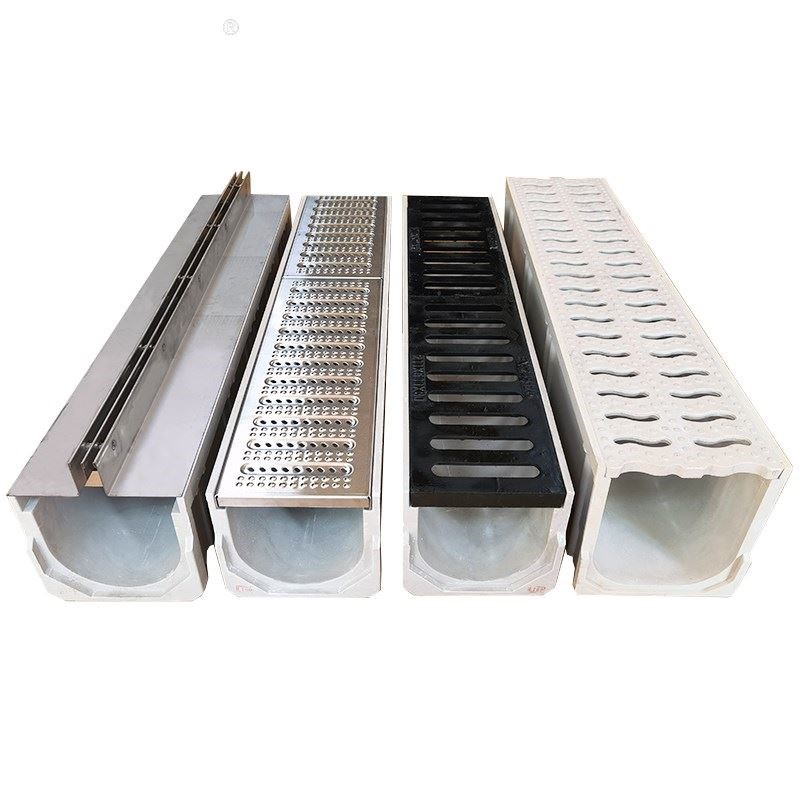 金轩复合成品线性排水沟缝隙式不锈钢盖排水沟户外厨房u型排水槽