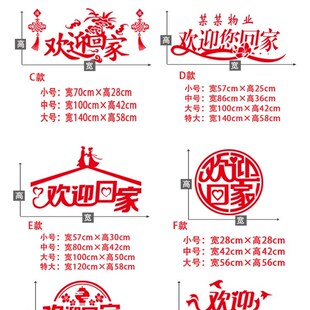 欢迎业主回家贴纸楼盘交房小区大厅售楼部电梯口玻璃门墙贴画装饰