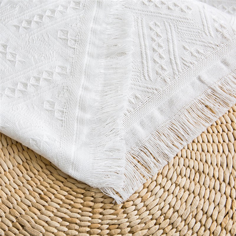 北欧懒人白色格子沙发巾针织毯 全盖线毯沙发套罩巾沙发毯床盖