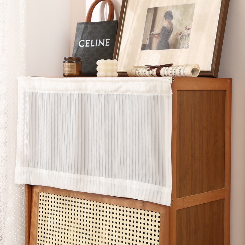 橱门遮挡帘免打孔无门柜子遮挡布下桌衣柜布帘置物架防尘帘滑轨式