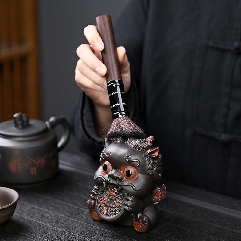 紫陶招财貔貅茶宠摆件精品可养创意茶玩茶桌茶台茶盘宠物茶具配件