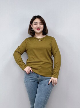 黑色打底衫女上衣春季新款大码女装胖mm宽松显瘦休闲镂空长袖T恤