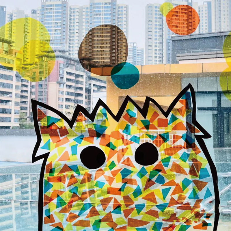 彩色玻璃贴膜幼儿园窗户彩色玻璃纸光影环创透光透明彩色窗贴纸