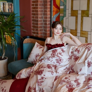 ROWHOLLY长绒棉提花婚庆6件套高端红色礼盒婚房喜庆轻奢送人礼